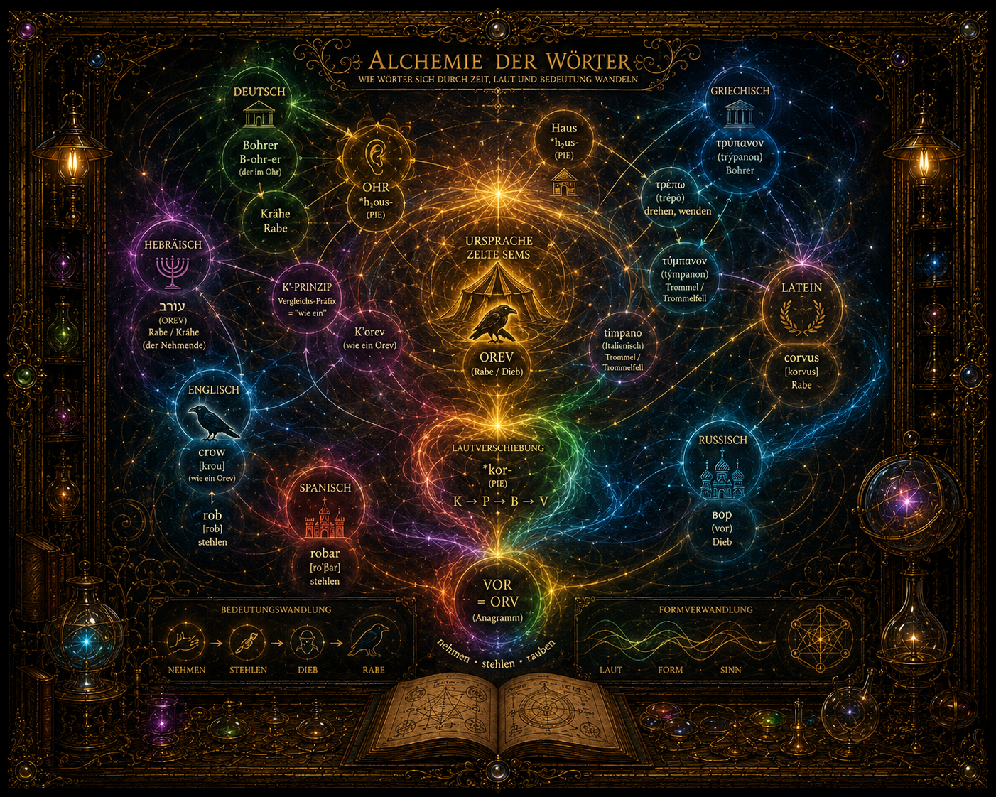 Wortliste Alchemie 1 – Detailanalyse der Bohrer-Zerlegung und semantisches Netzwerk